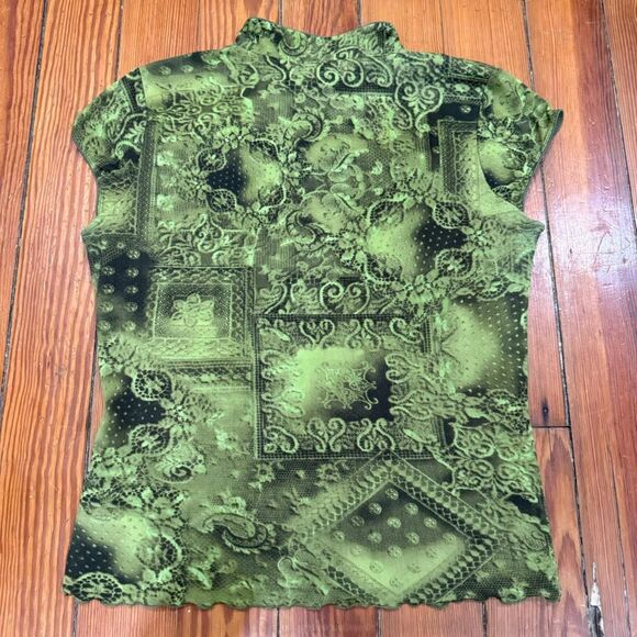 Y2K Green Mesh printed top - Small - Picture 6 of 6